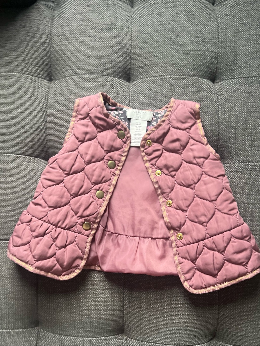 Aspen Kids | 9-12 mo | Quilted Jacket Top with Snap Buttons